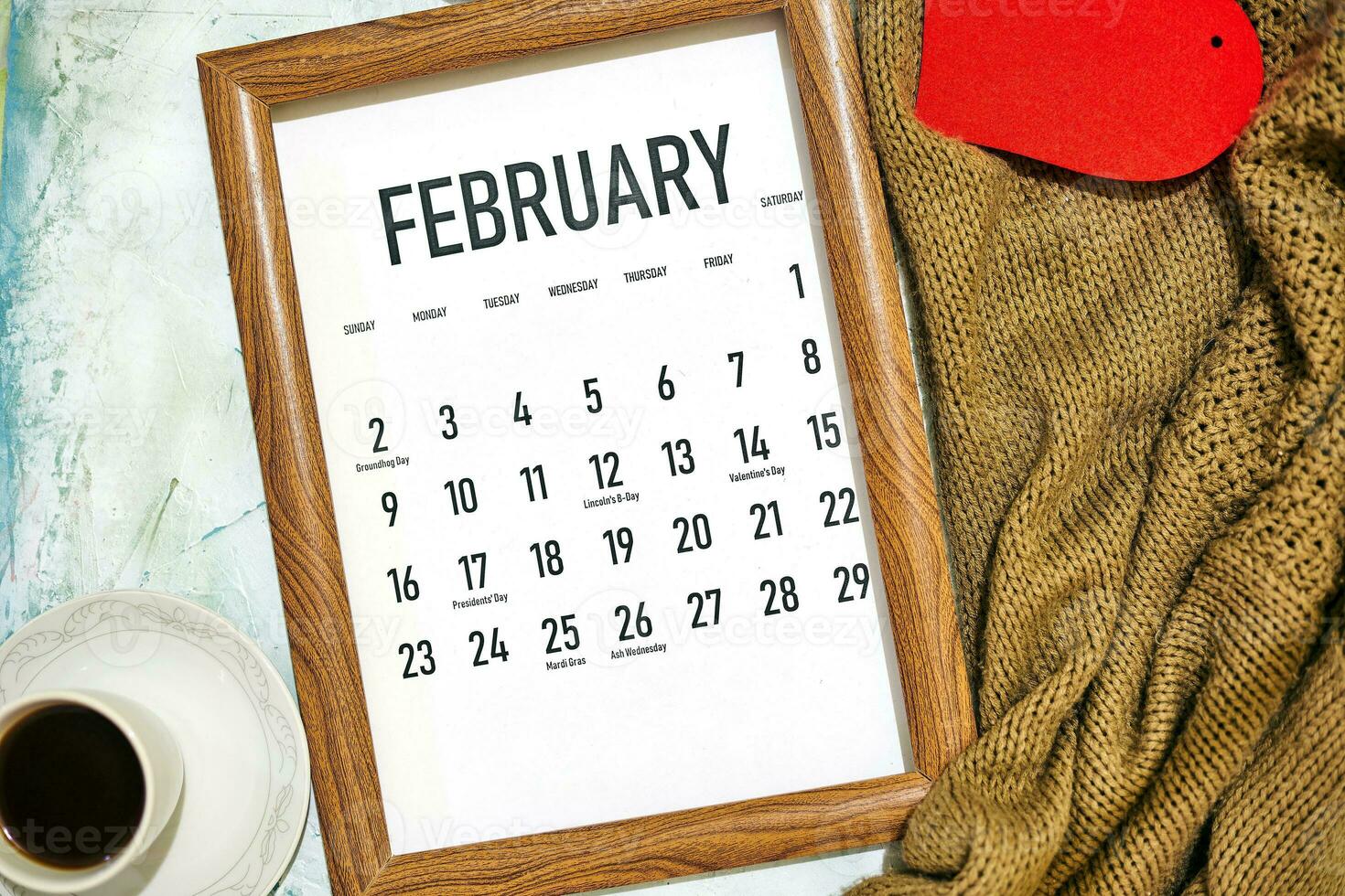 February 2020 monthly calendar photo