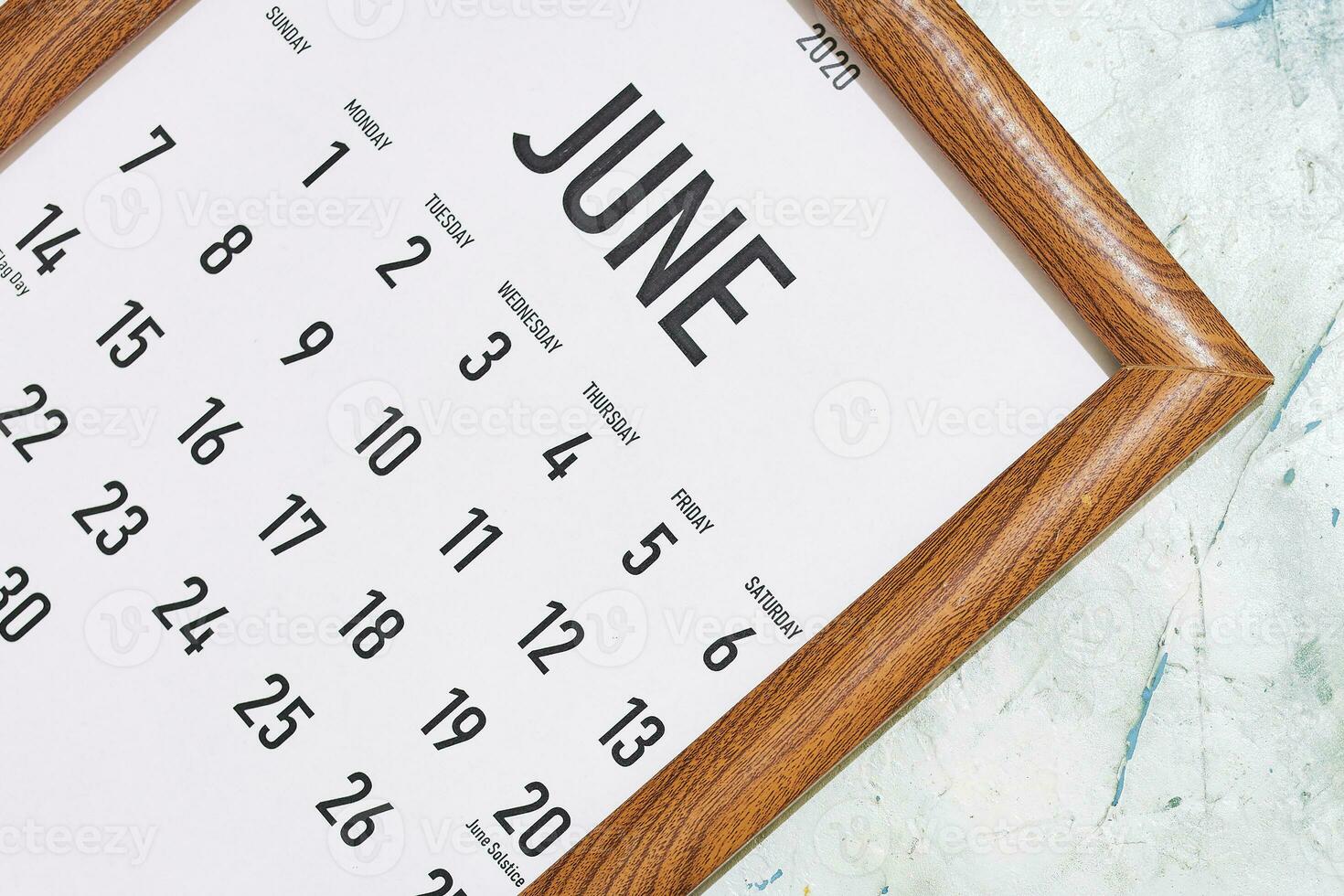 June 2020 monthly calendar photo