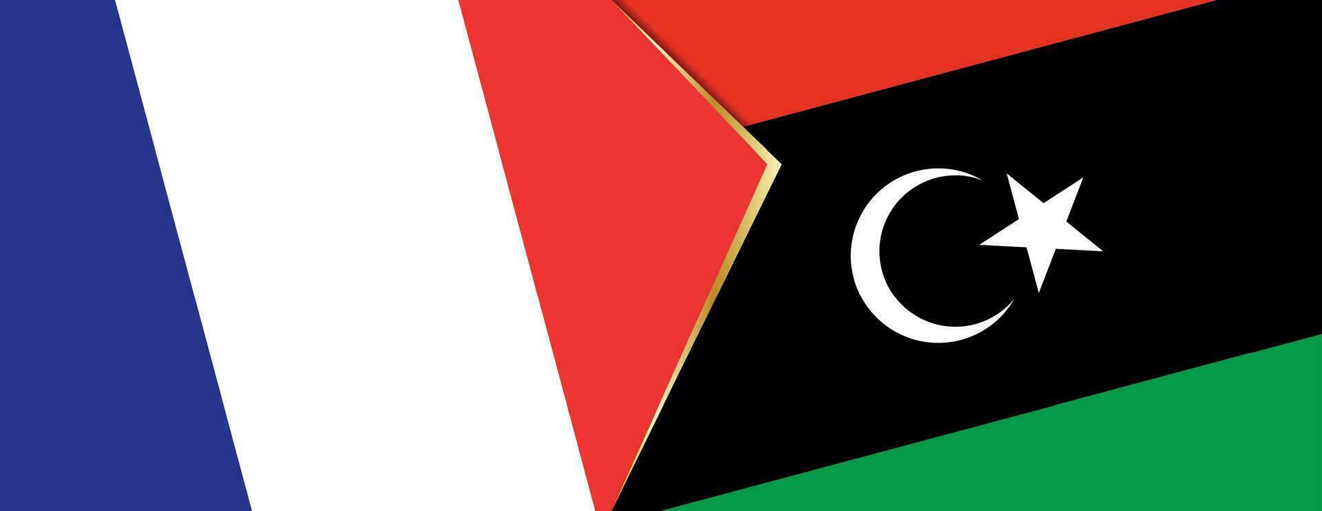 France and Libya flags, two vector flags.