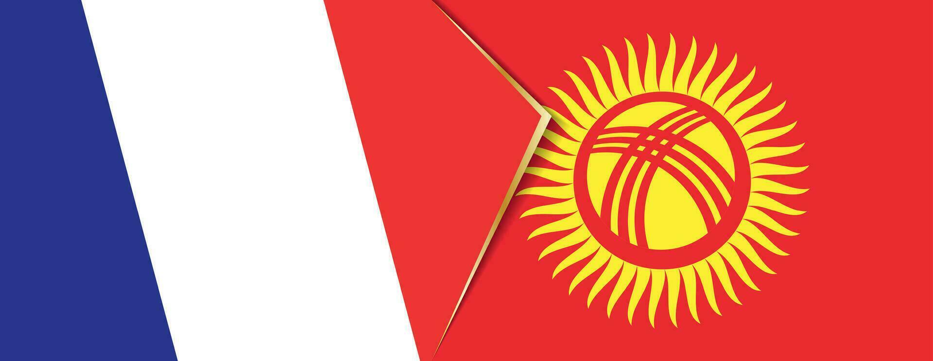 Francia y Kirguistán banderas, dos vector banderas