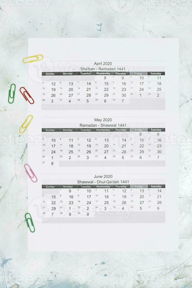 Hijri 1441 calendar year. Islamic calendar 2020 photo