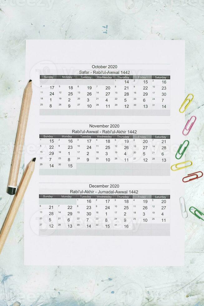 Hijri 1442 calendar year. Islamic calendar 2020 31162494 Stock Photo at