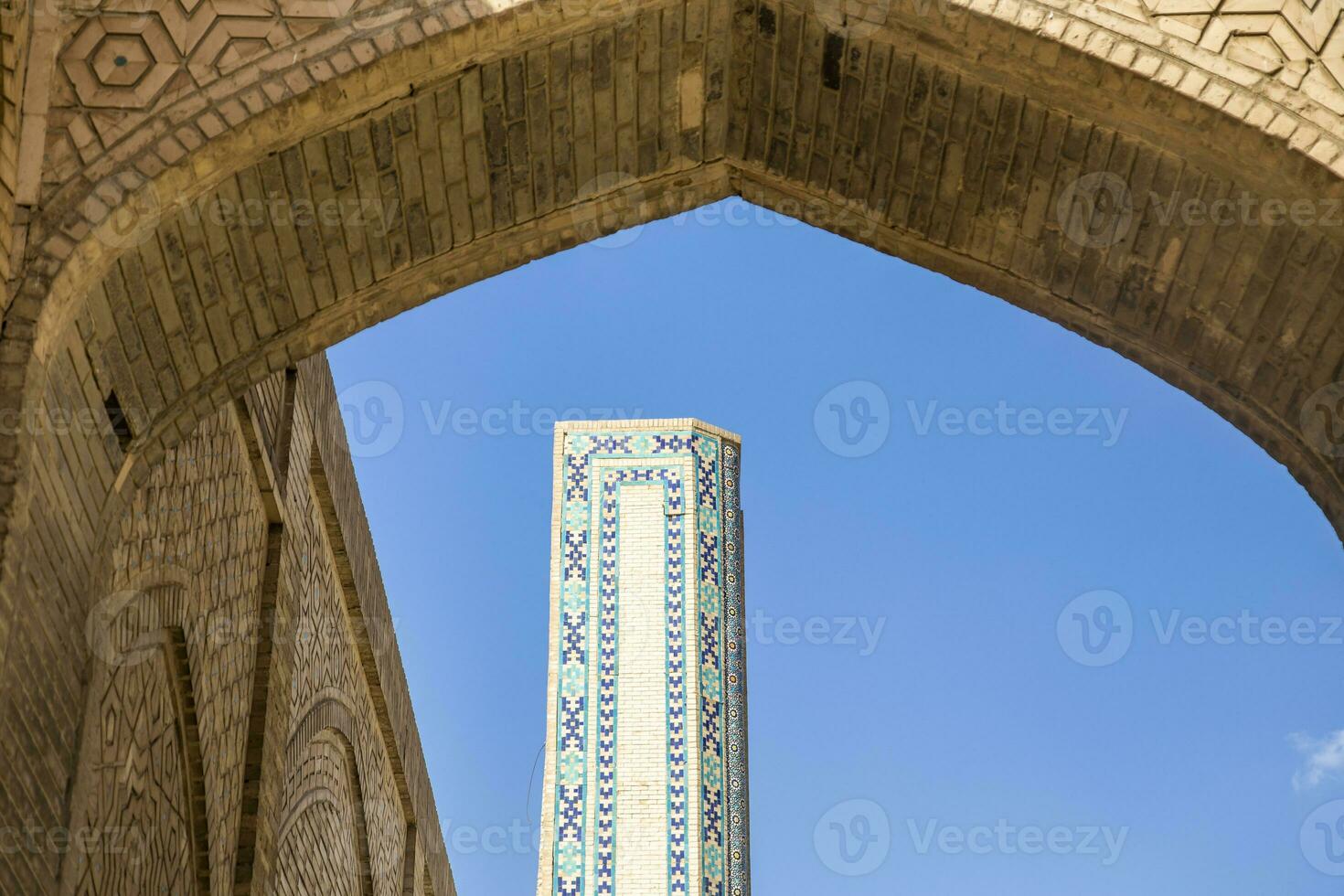 edificio detalles. el mezquita kalyan. uno de el más antiguo y mas grande mezquita en central Asia. principal catedral mezquita de Bujara foto