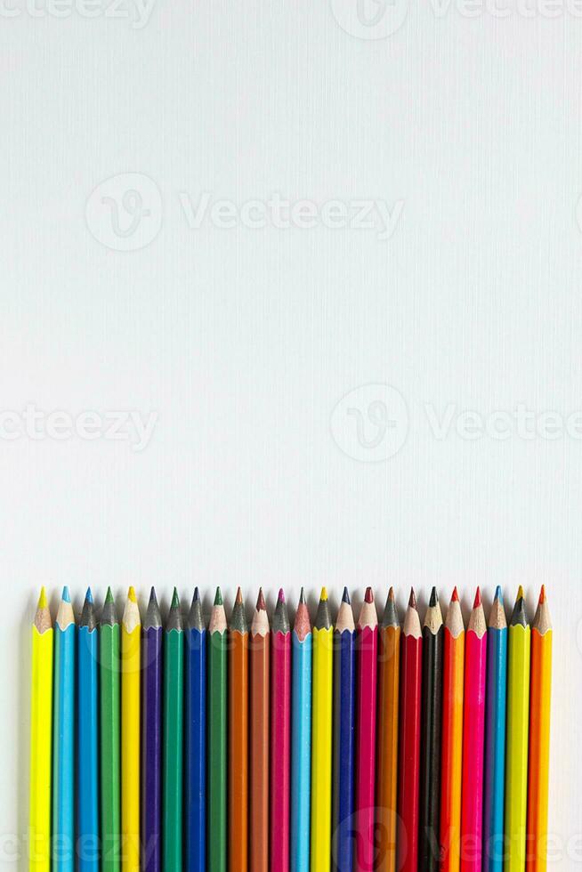 Colored pencils on white photo