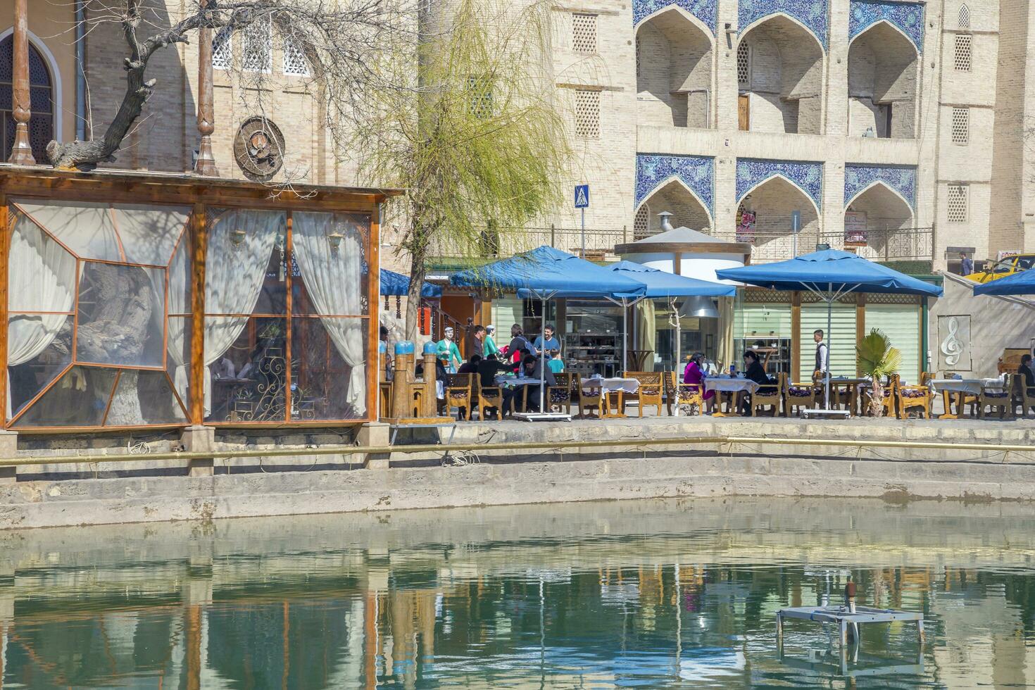 Bukhara, Uzbekistan - March 13, 2019 Lyabi-House restaurant, located in historic center of Ancient Bukhara, Uzbekistan photo