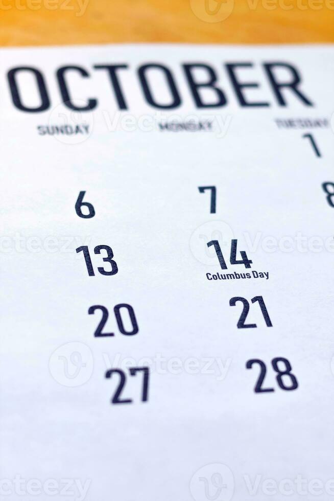 Columbus Day 2019 - U.S. Federal Holiday at October Calendar photo