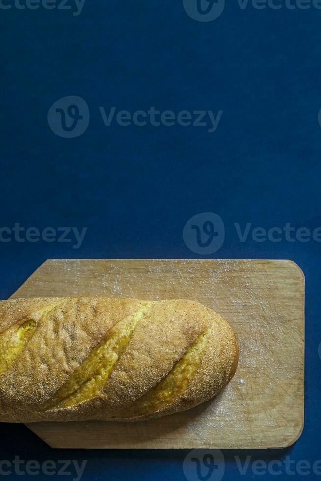 Food concept. Bread sliced. Top view. Free space for text photo