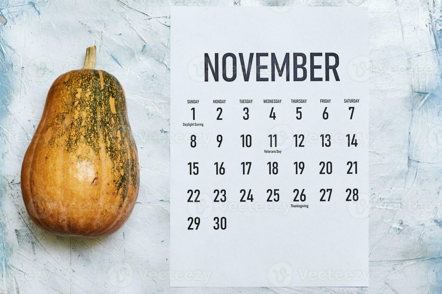 November 2020 monthly calendar on wood photo