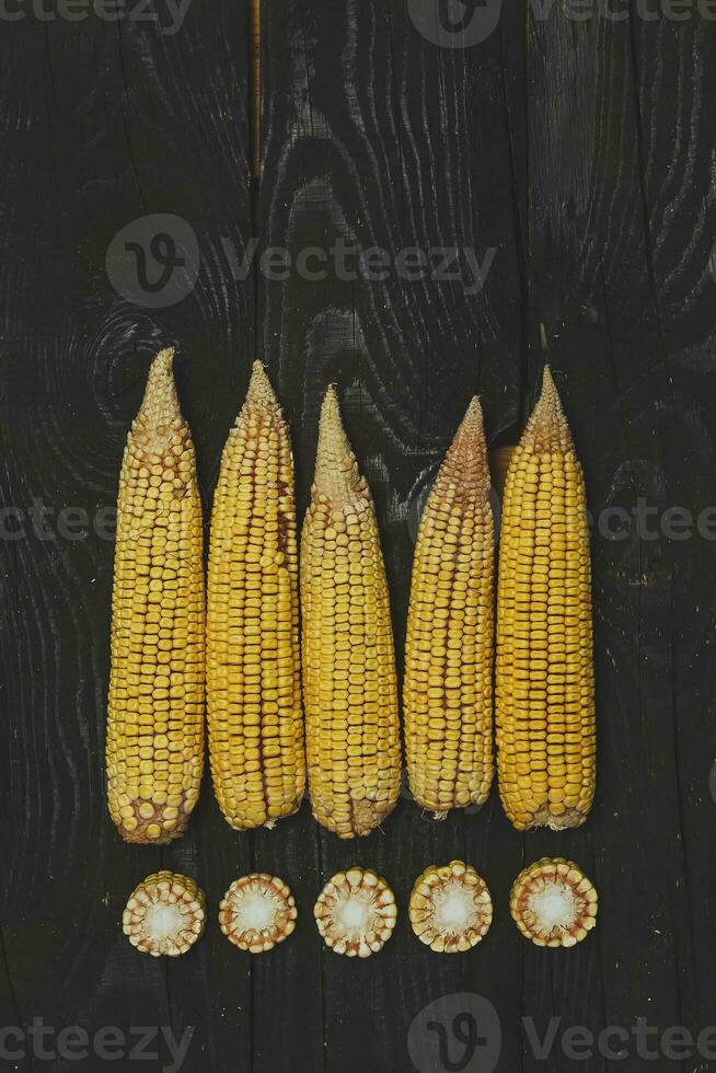 Corns on black wood photo