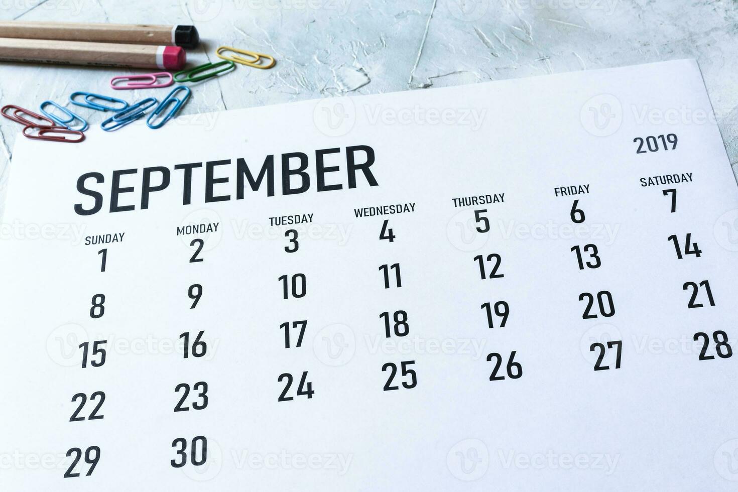 Monthly September 2019 calendar photo