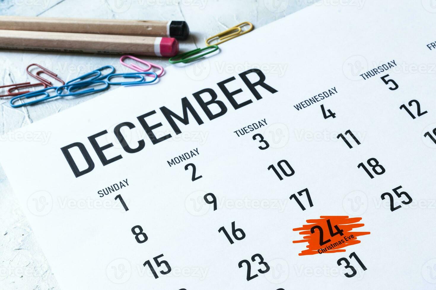 christmas eve 2019 marked on calendar photo