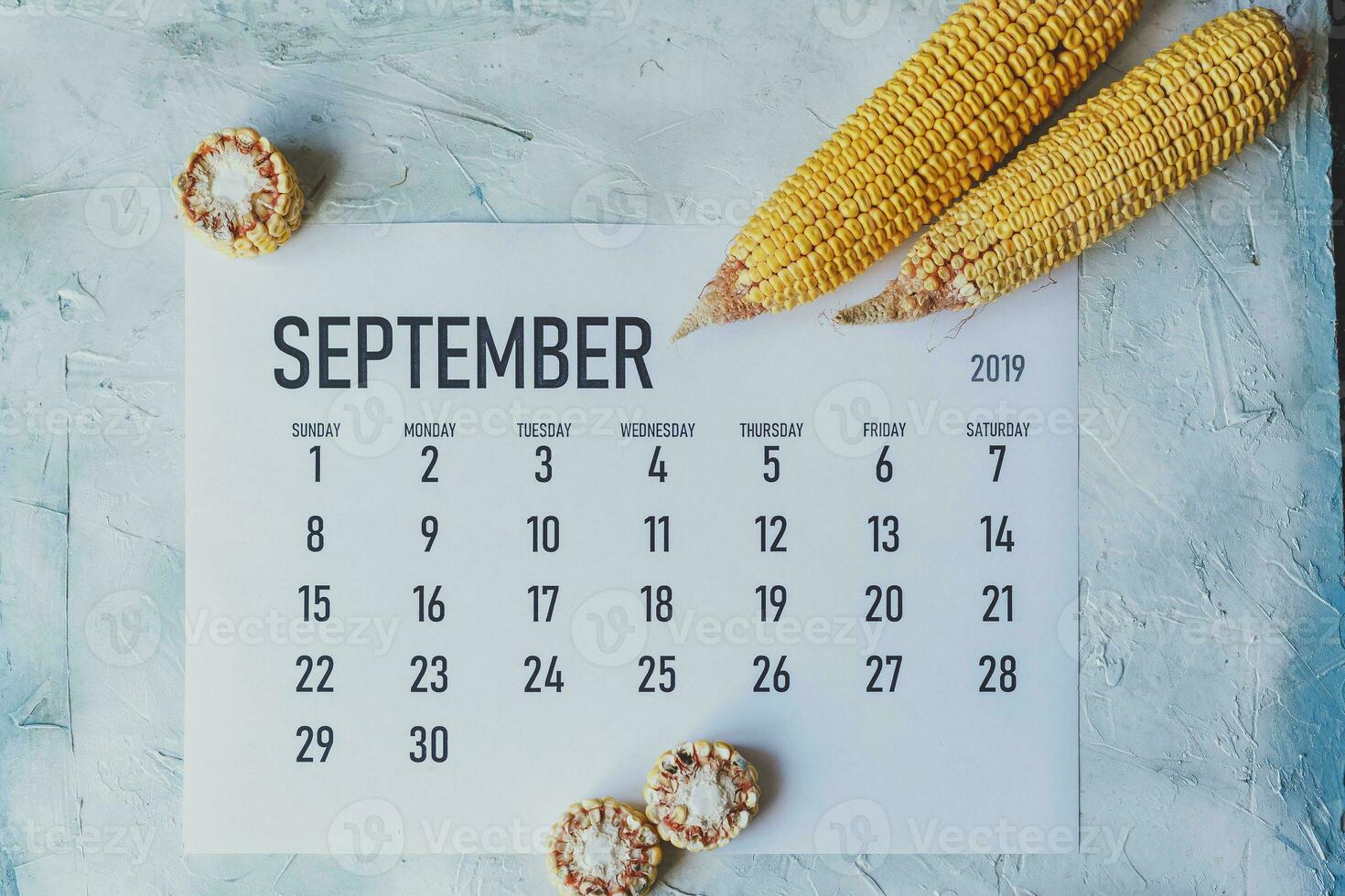 September Calendar. Autumn and Fall season concept. Harvest time. photo