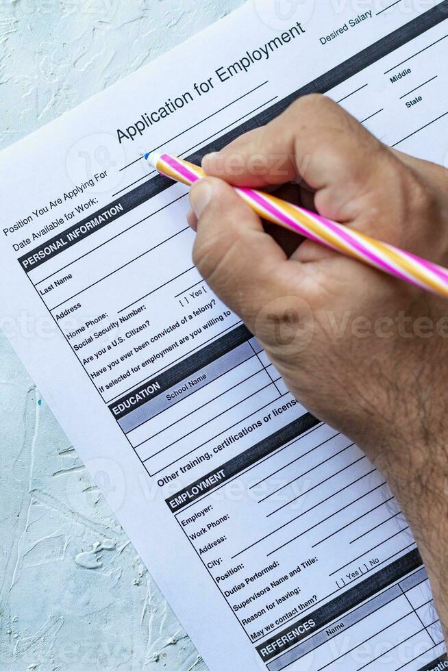 Filling application form for job photo