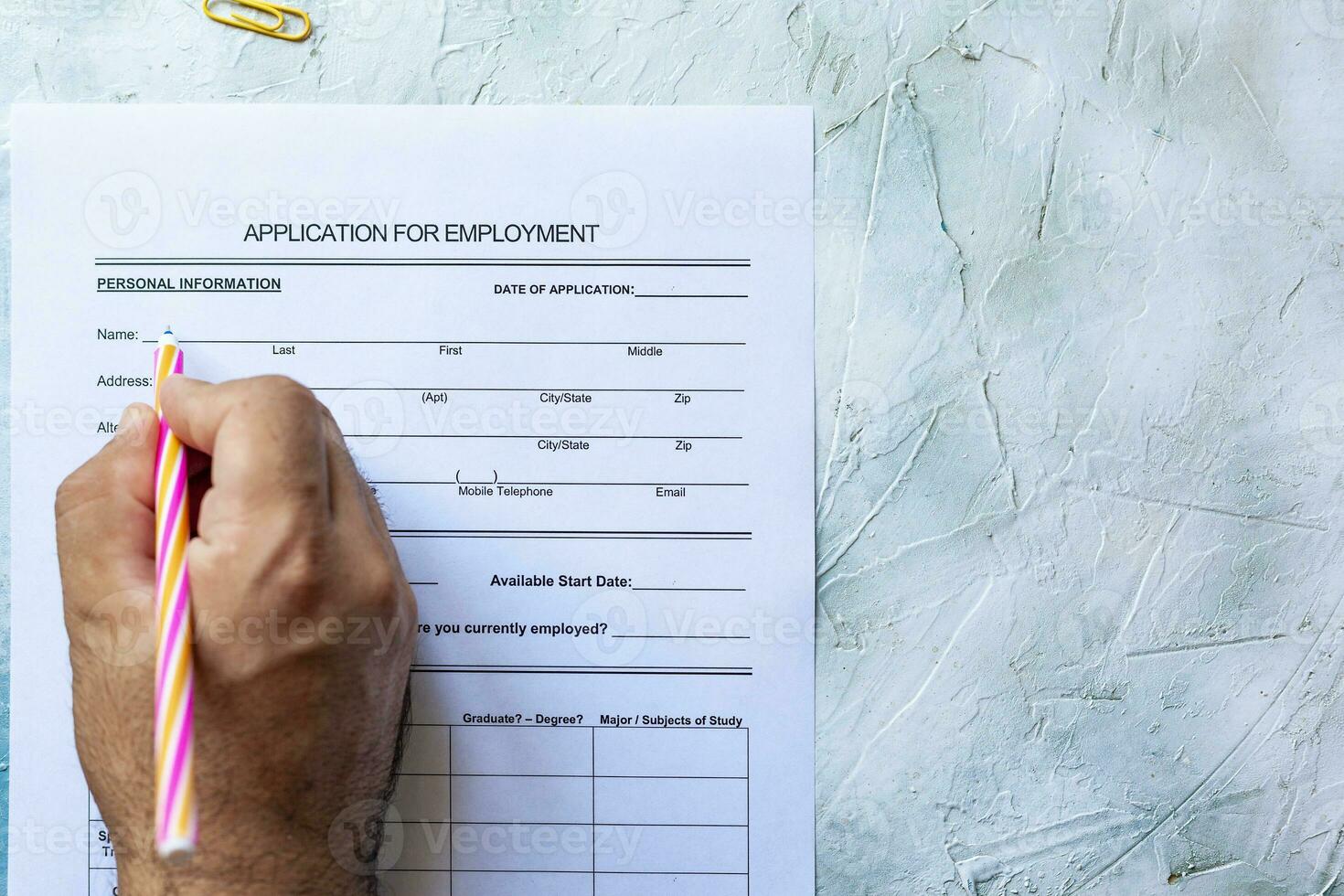 Filling application form for job photo