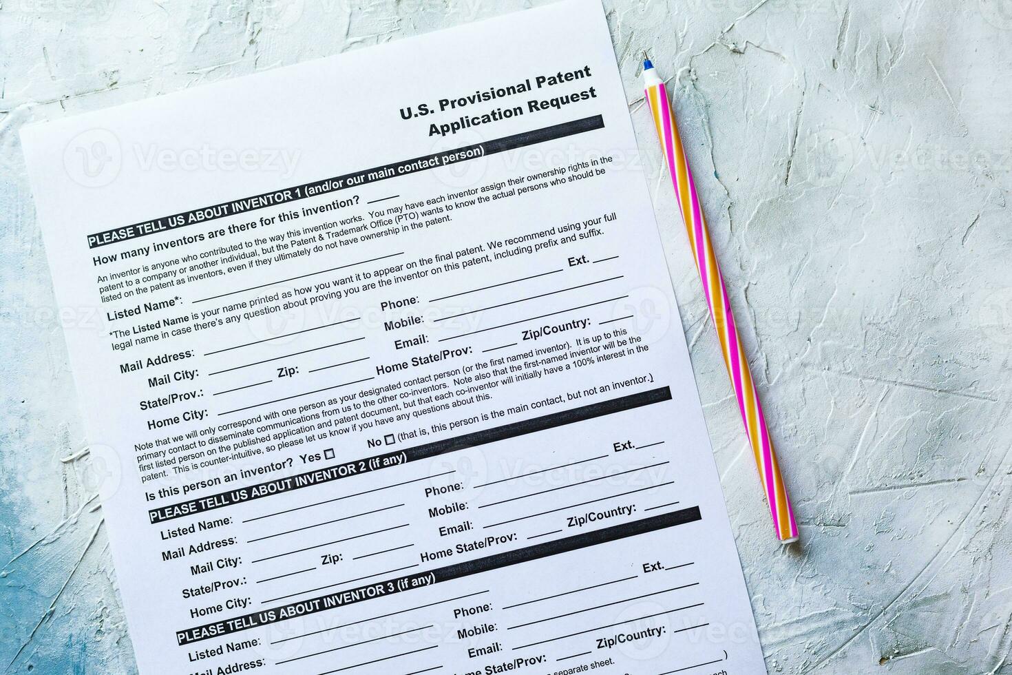 U.S. Provisional Patent. Application Request photo