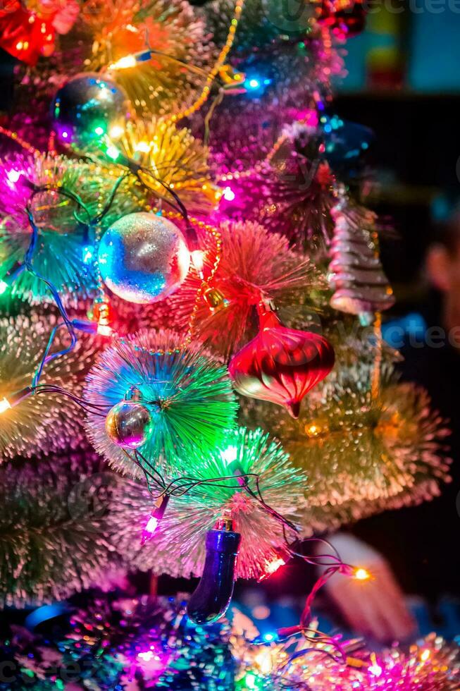 Colorful lights of christmas tree photo