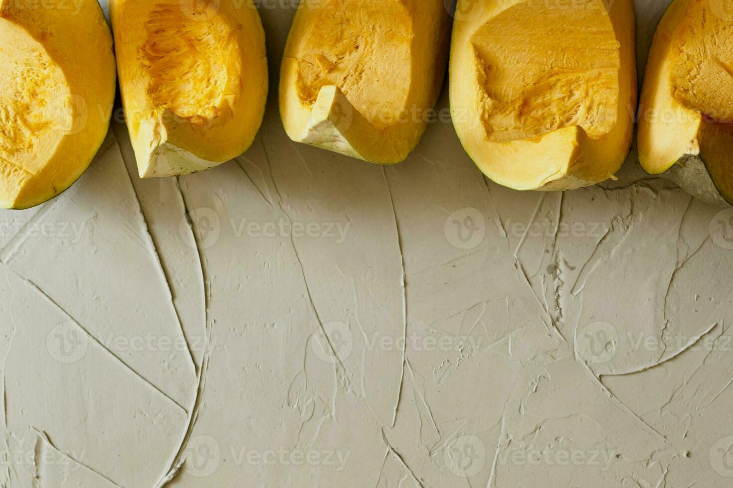 Row of pumpkin cuts photo