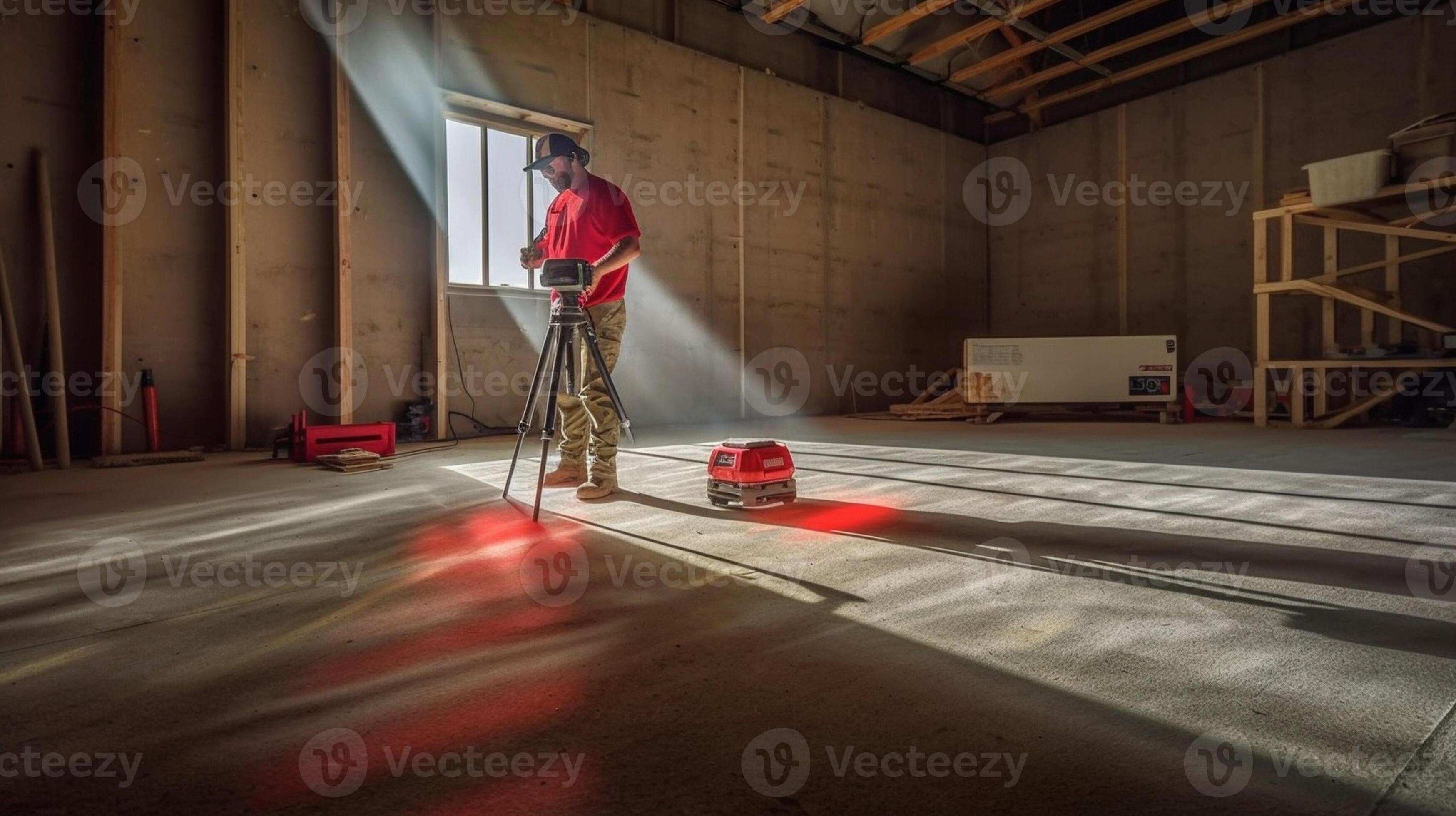drywall installation wall alignment Laser measurement during renovation