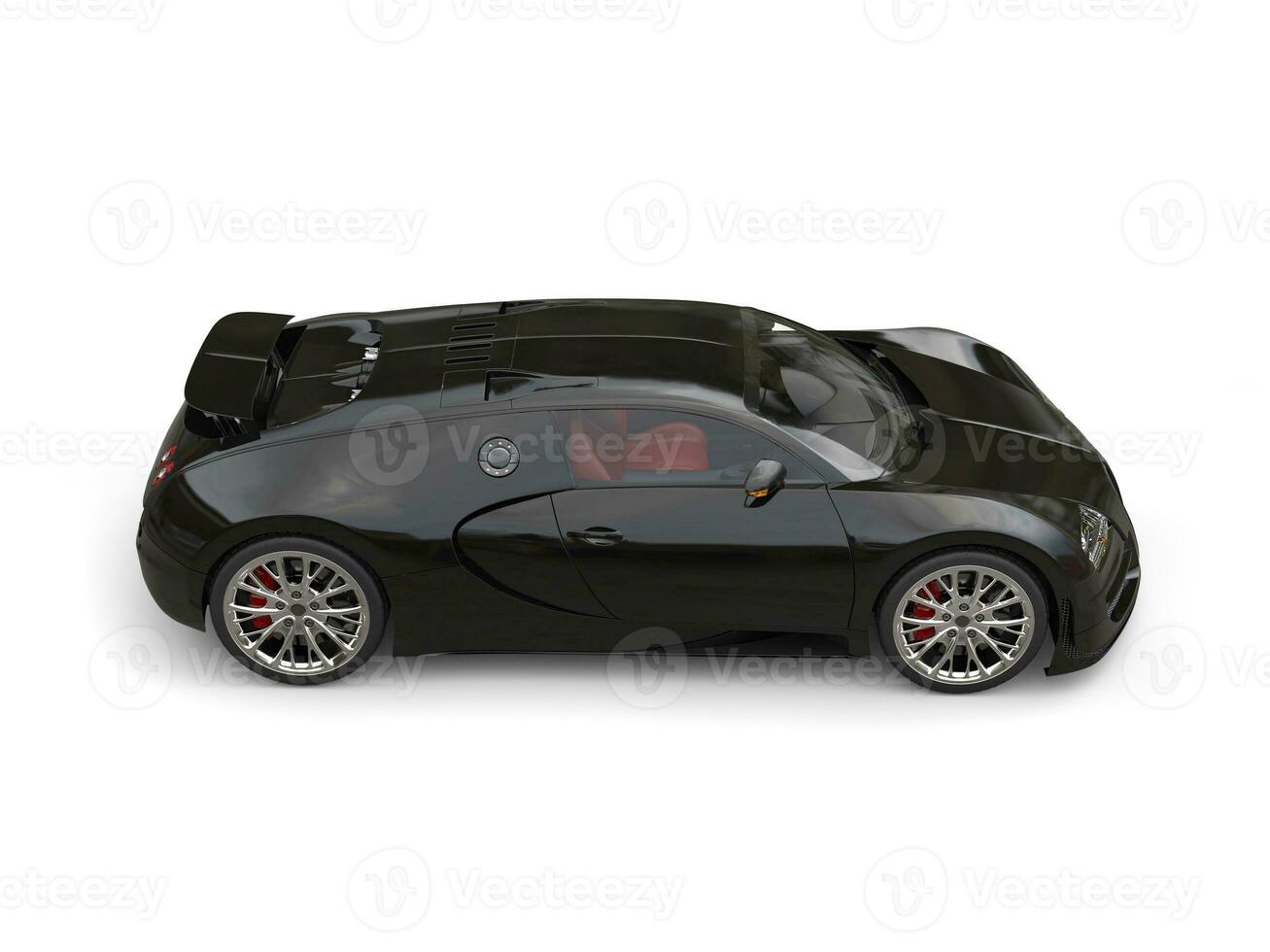 Modern jet black concept super car - top side view photo