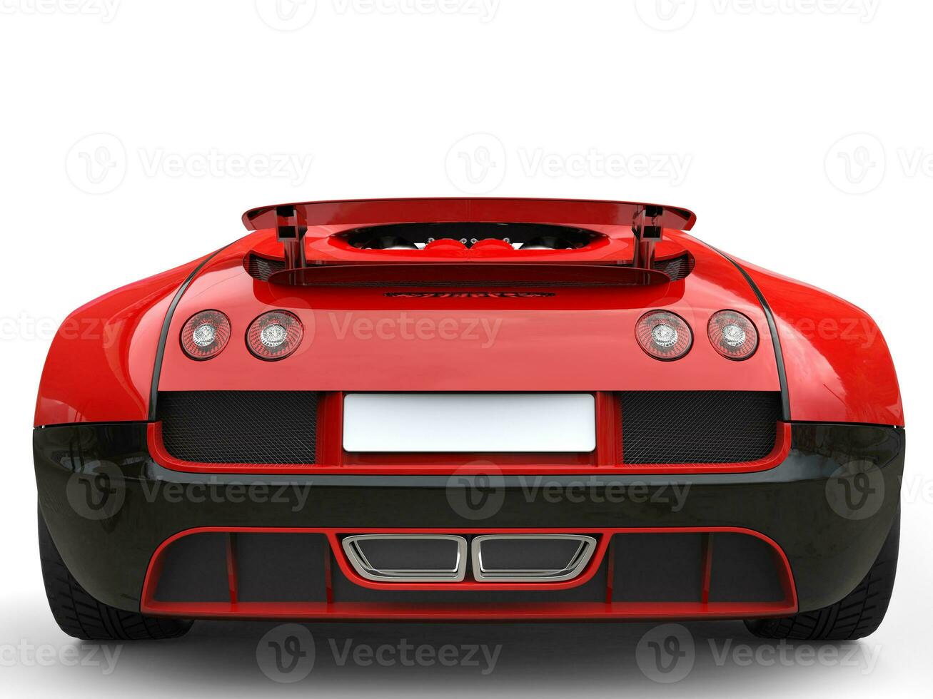 Black and red modern awesome supercar - back view photo