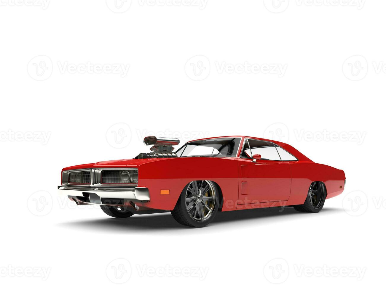 Crimson red American vintage muscle car photo