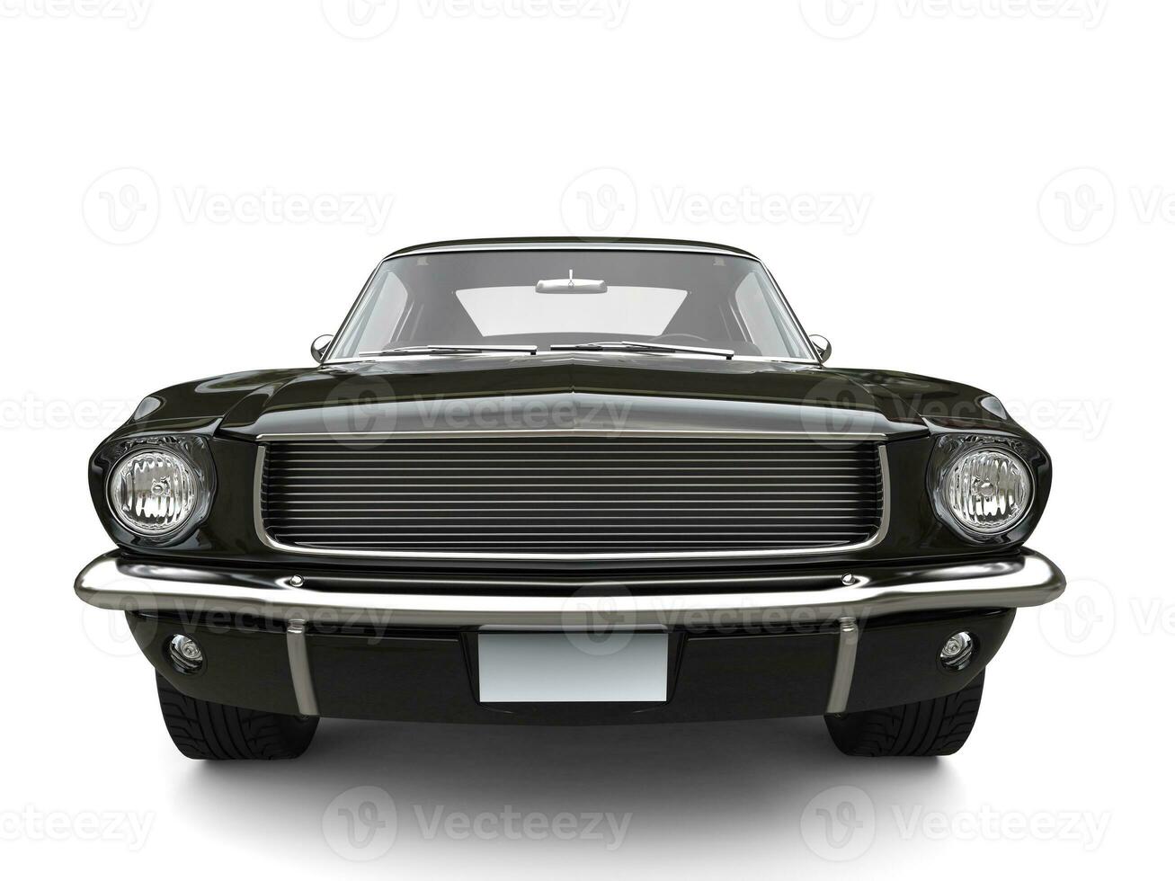 Black American vintage muscle car - front view closuep shot photo