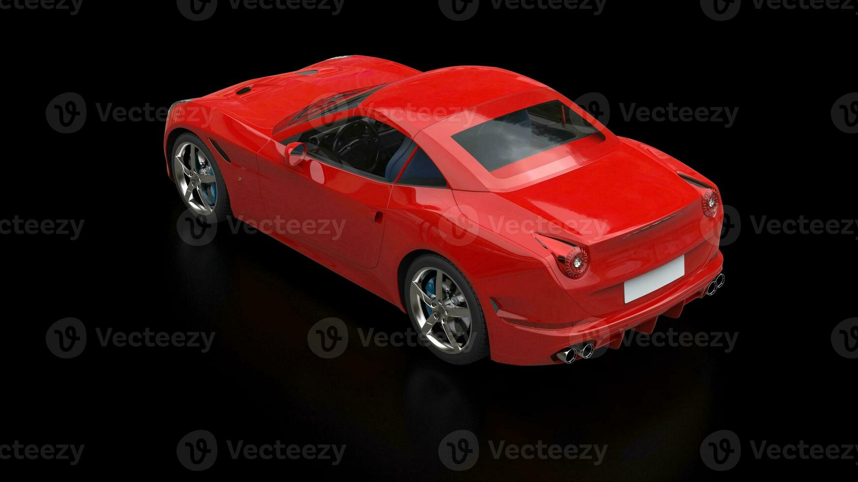 Striking red fast sports car - top view photo