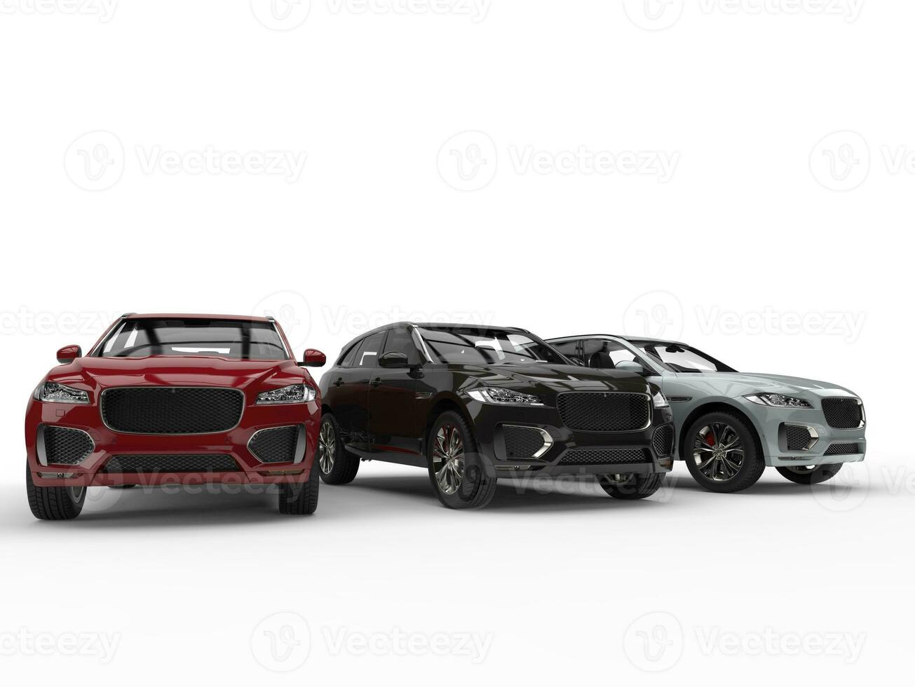 Red, black and white modern SUVs photo