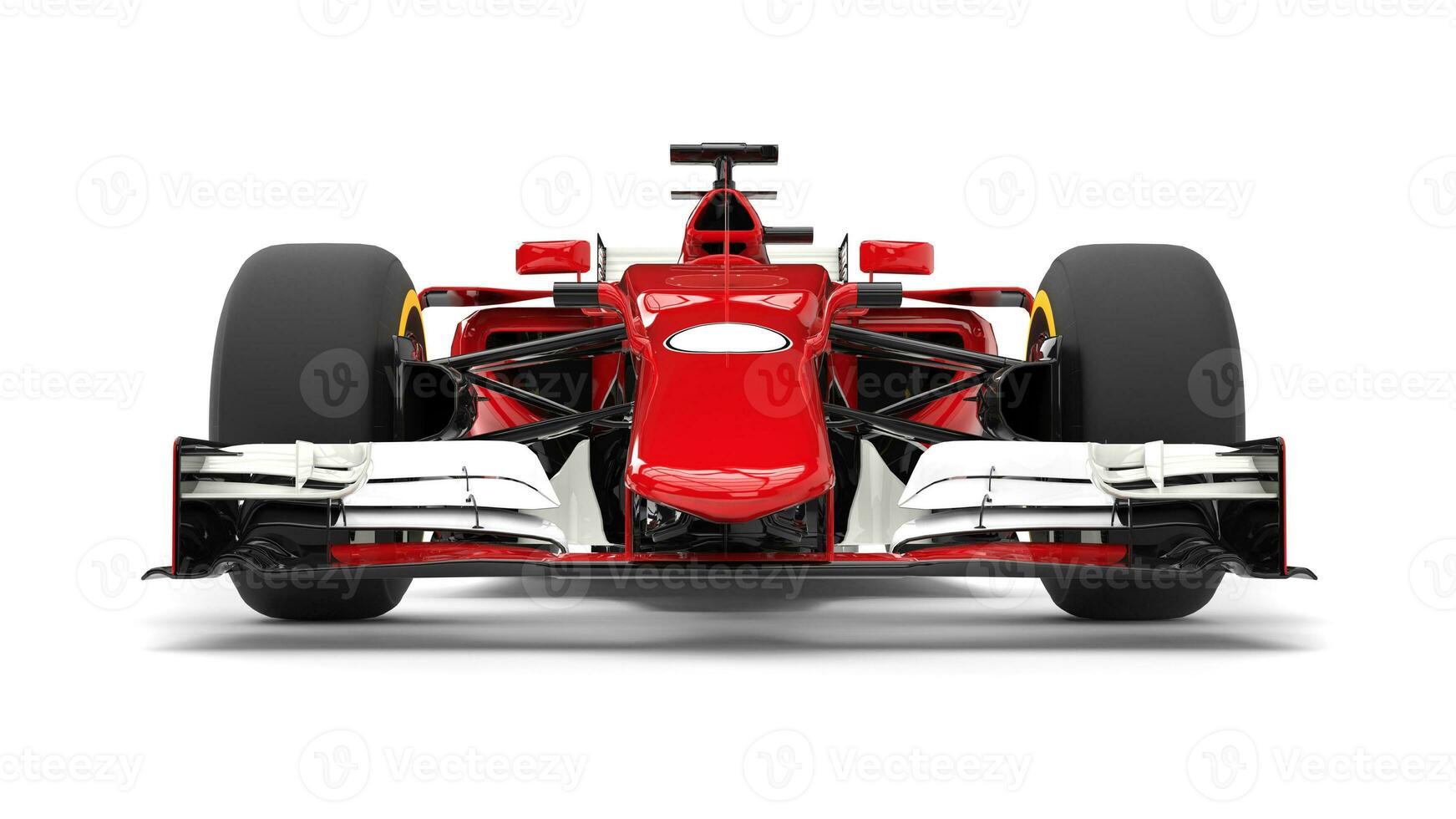 Red modern formula racing car - front view closeup photo