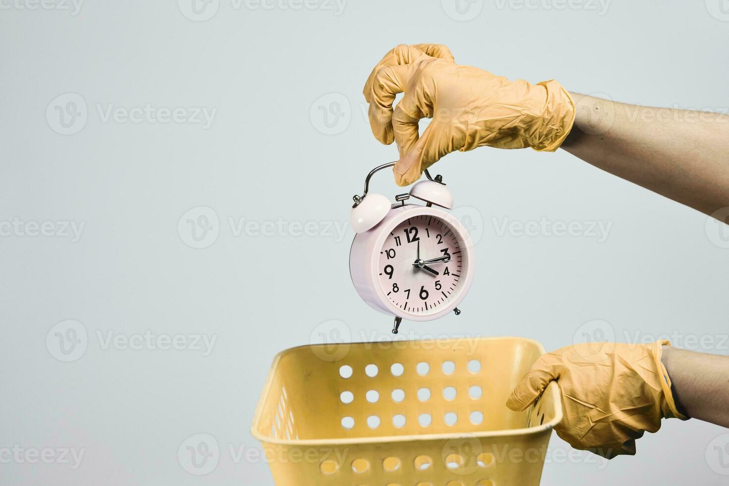 Time to bin. Health insurance problems, lost time, pointless time wasting, useless time spending concepts photo