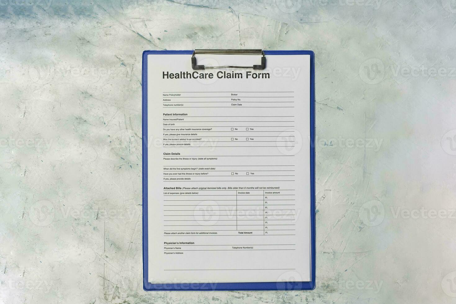 Health care cost or Health Insurance application form photo