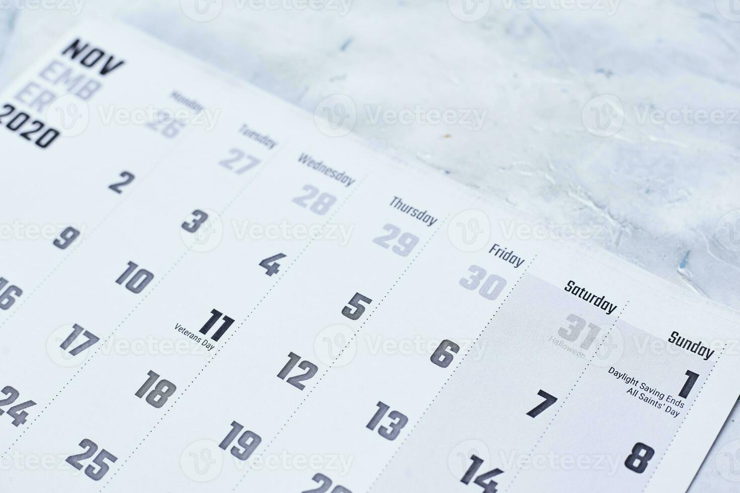 Monthly November 2020 calendar photo
