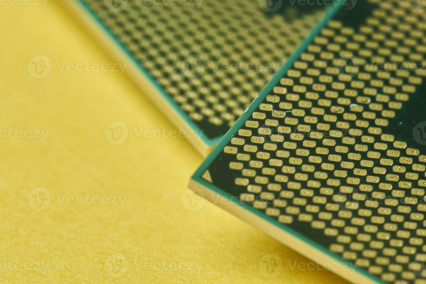 Macro-shot of computer microchip processor photo
