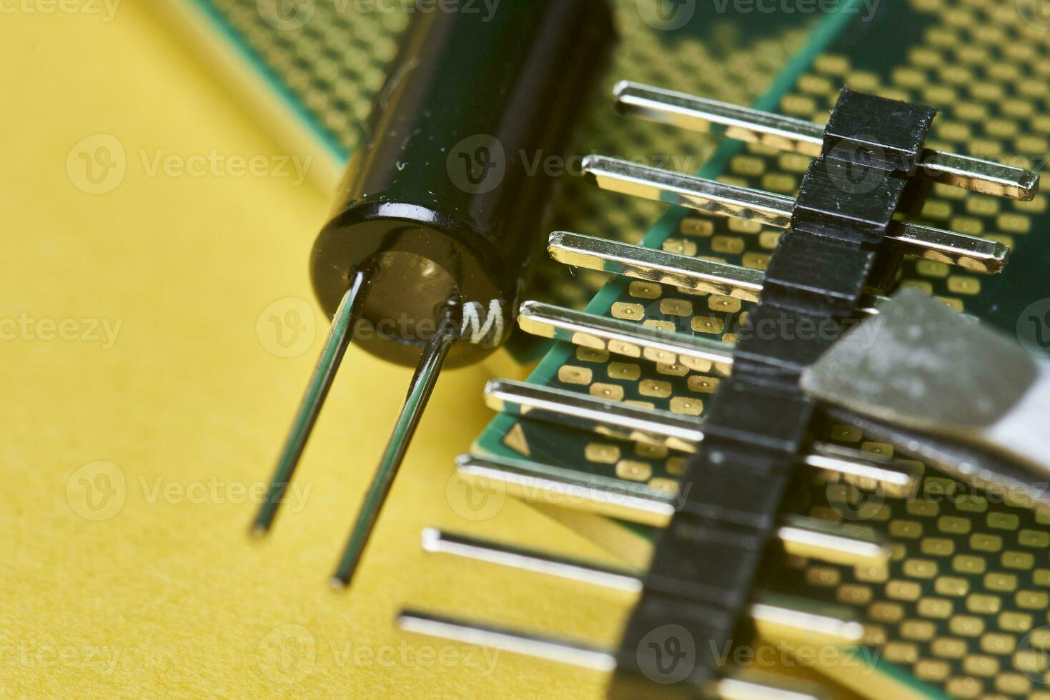 Macro-shot of computer microchip processor photo