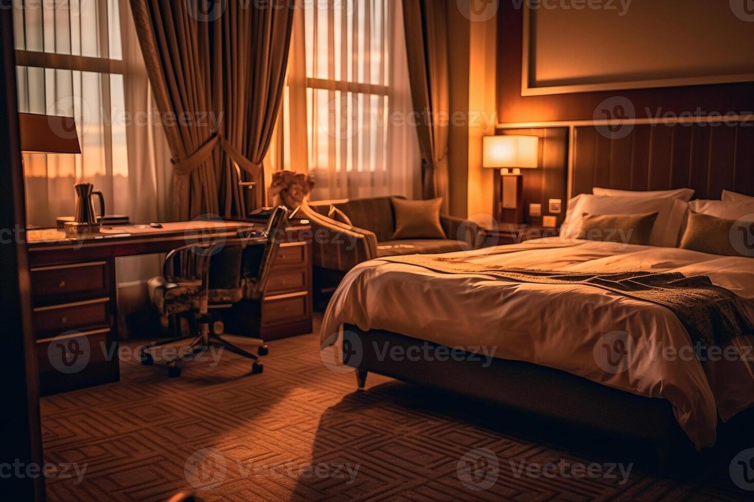 Extra bed in hotel room in the evening, Generative AI 31172294 Stock