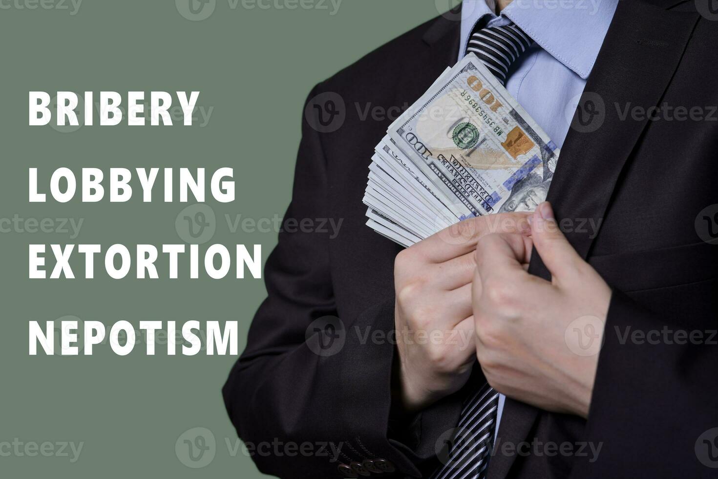 Bribery, lobbying, extortion and nepotism concepts photo