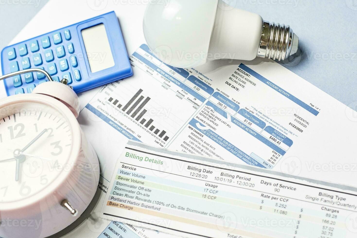 Monthly utility bills photo