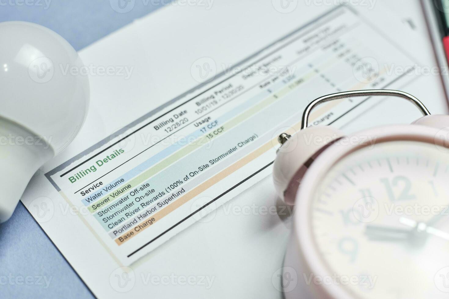 Monthly utility bills photo