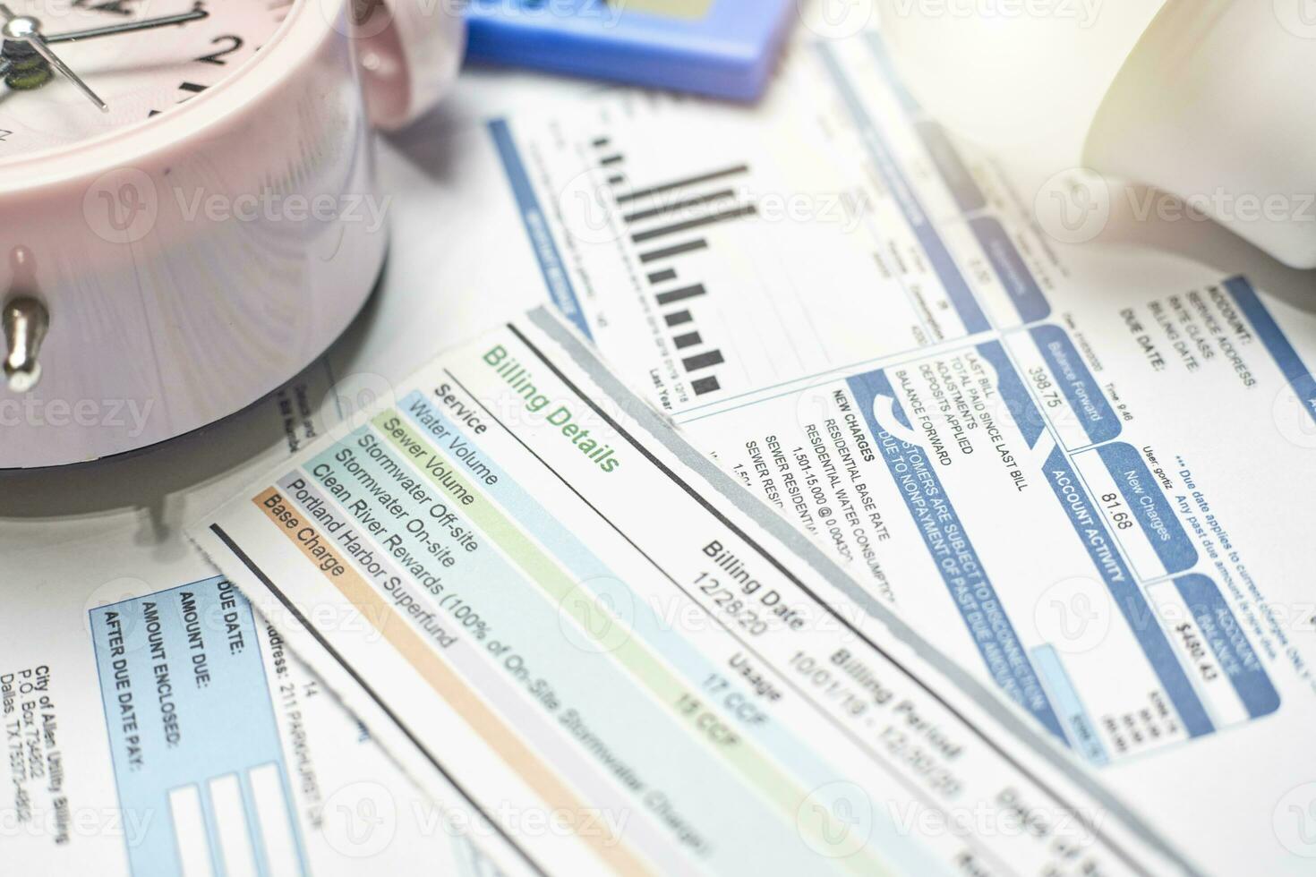 Monthly utility bills photo