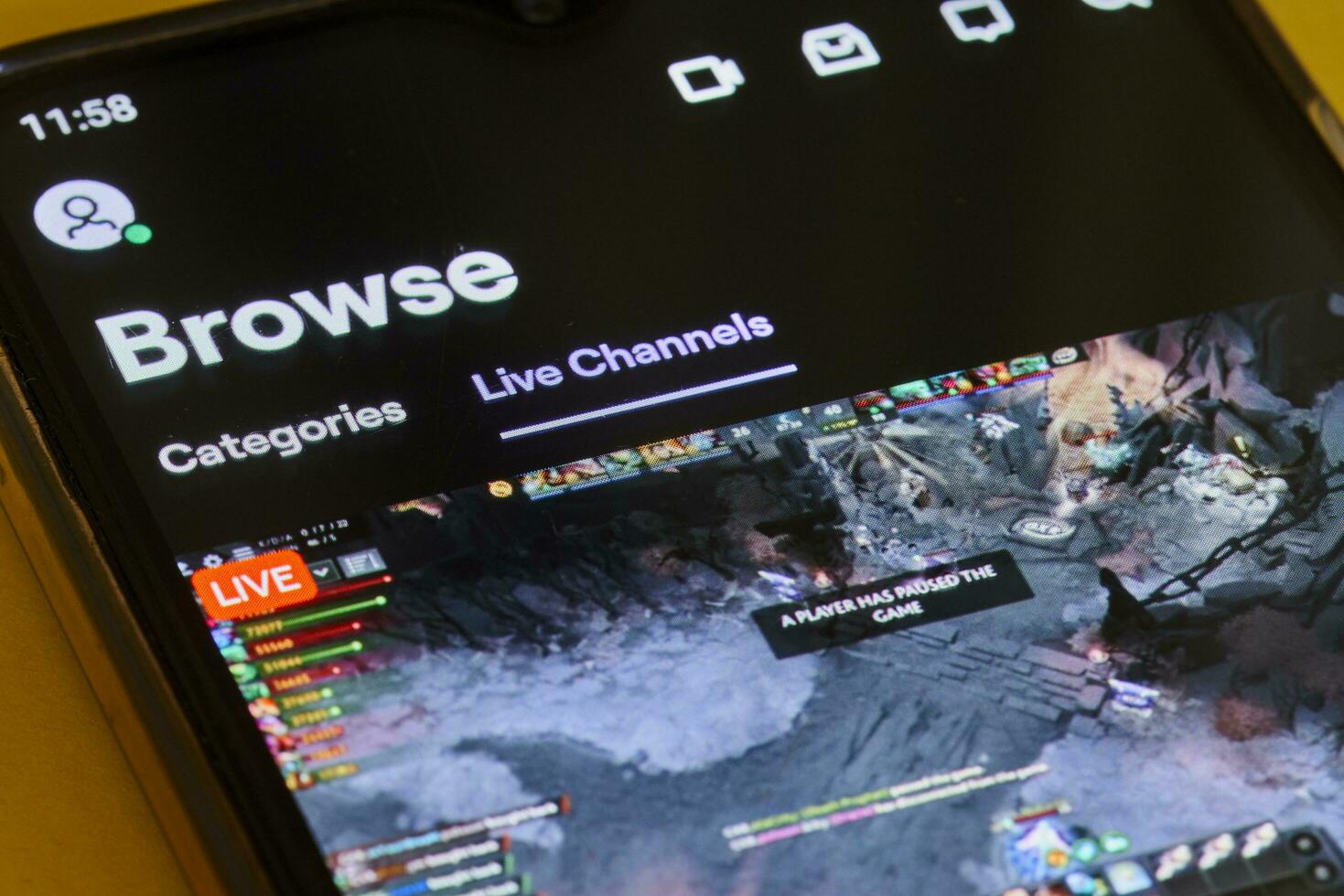 Twitch app on mobile phone screen photo