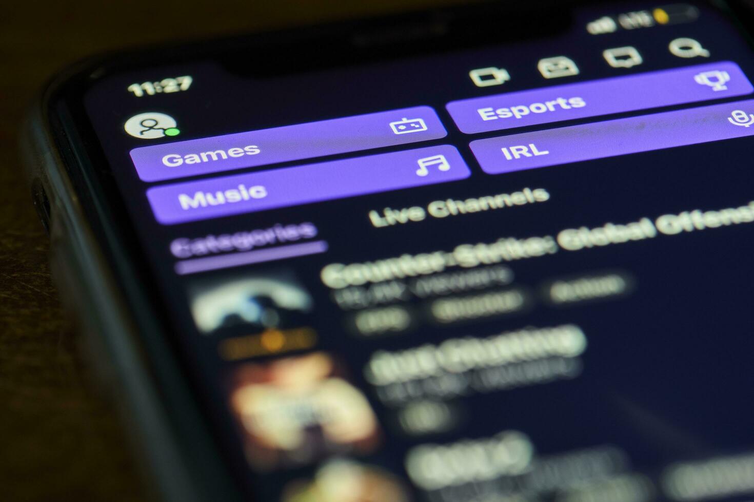 Twitch app on mobile phone screen photo
