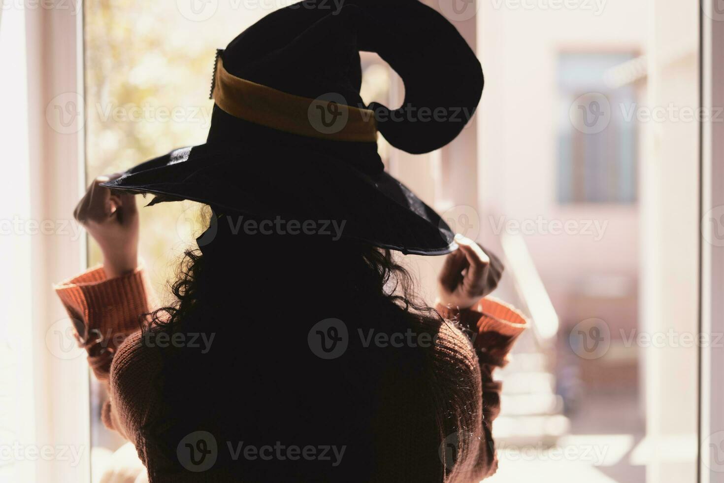 Halloween lady with witch cup photo