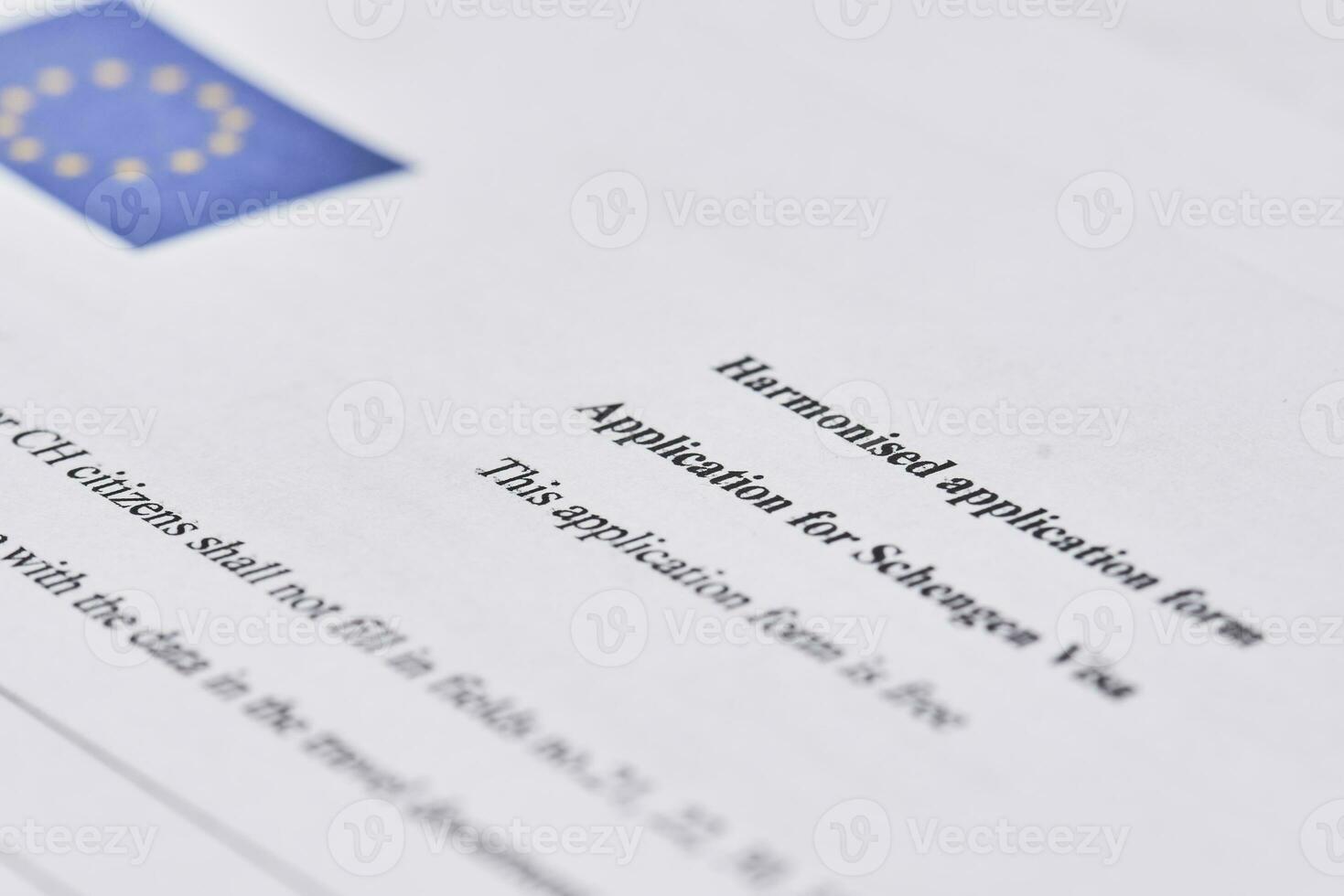 Hormonised application form. Application form for Schengen Visa photo