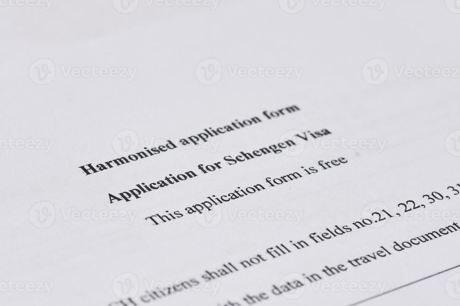 Hormonised application form. Application form for Schengen Visa photo