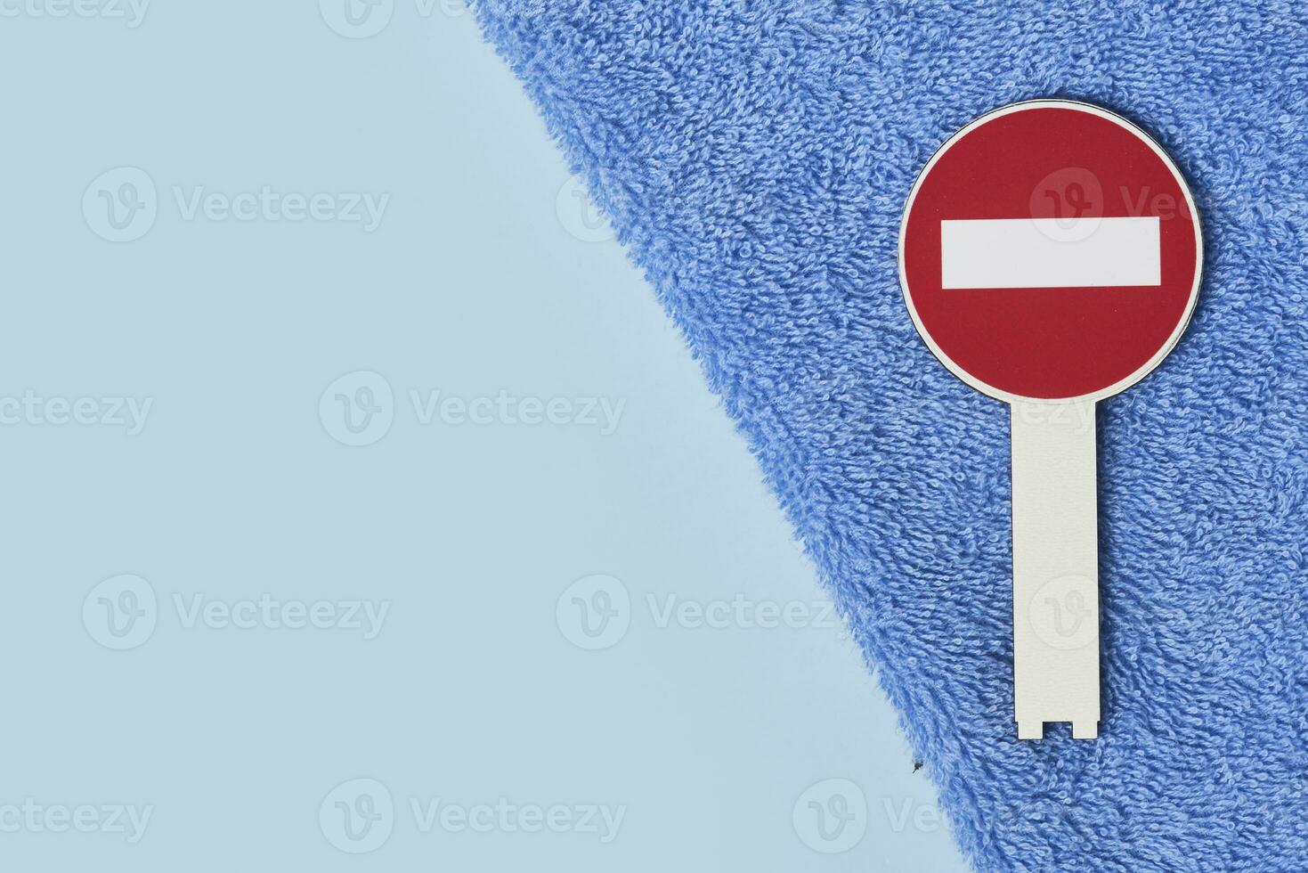 No entry road sign on the towel photo