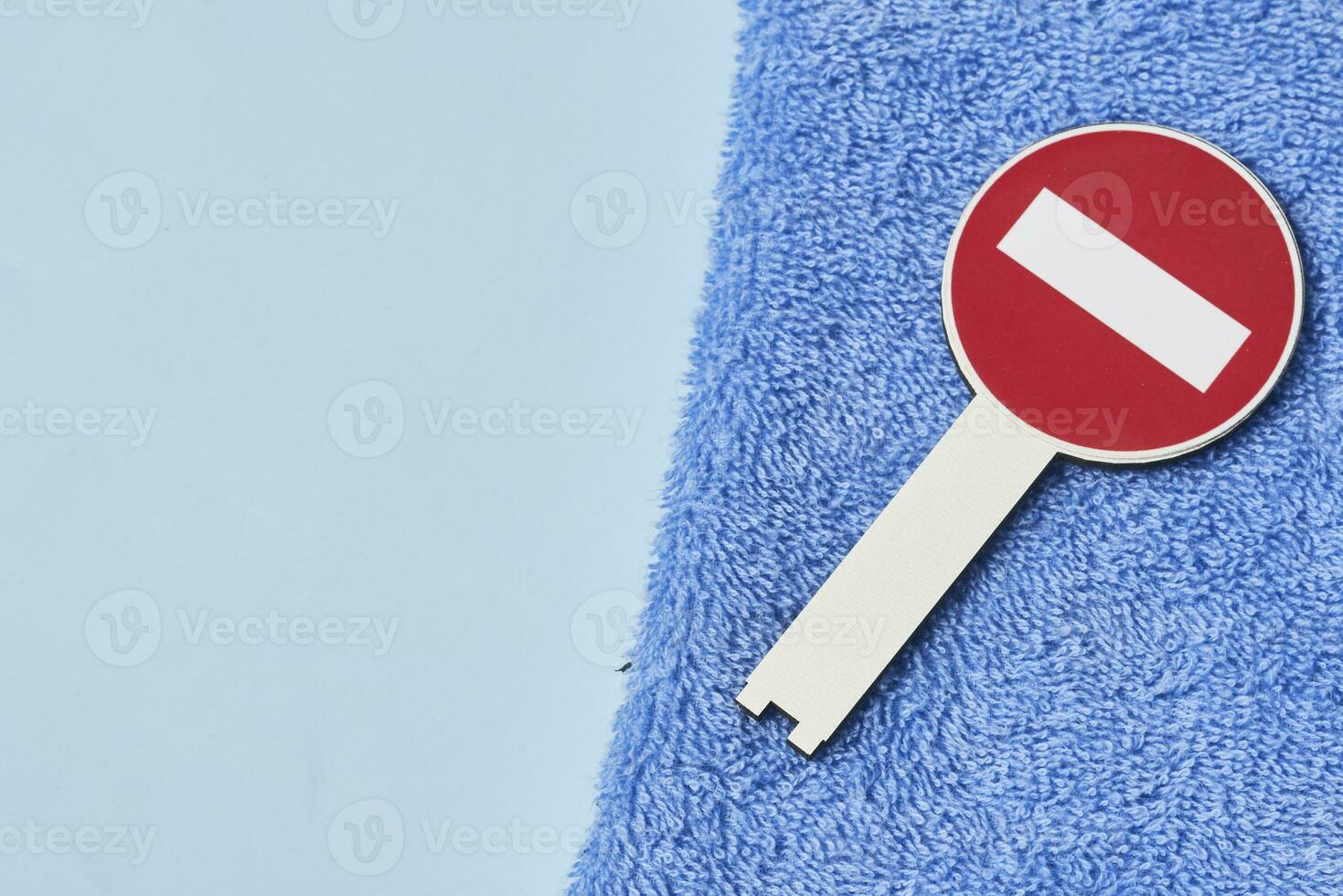 No entry road sign on the towel photo