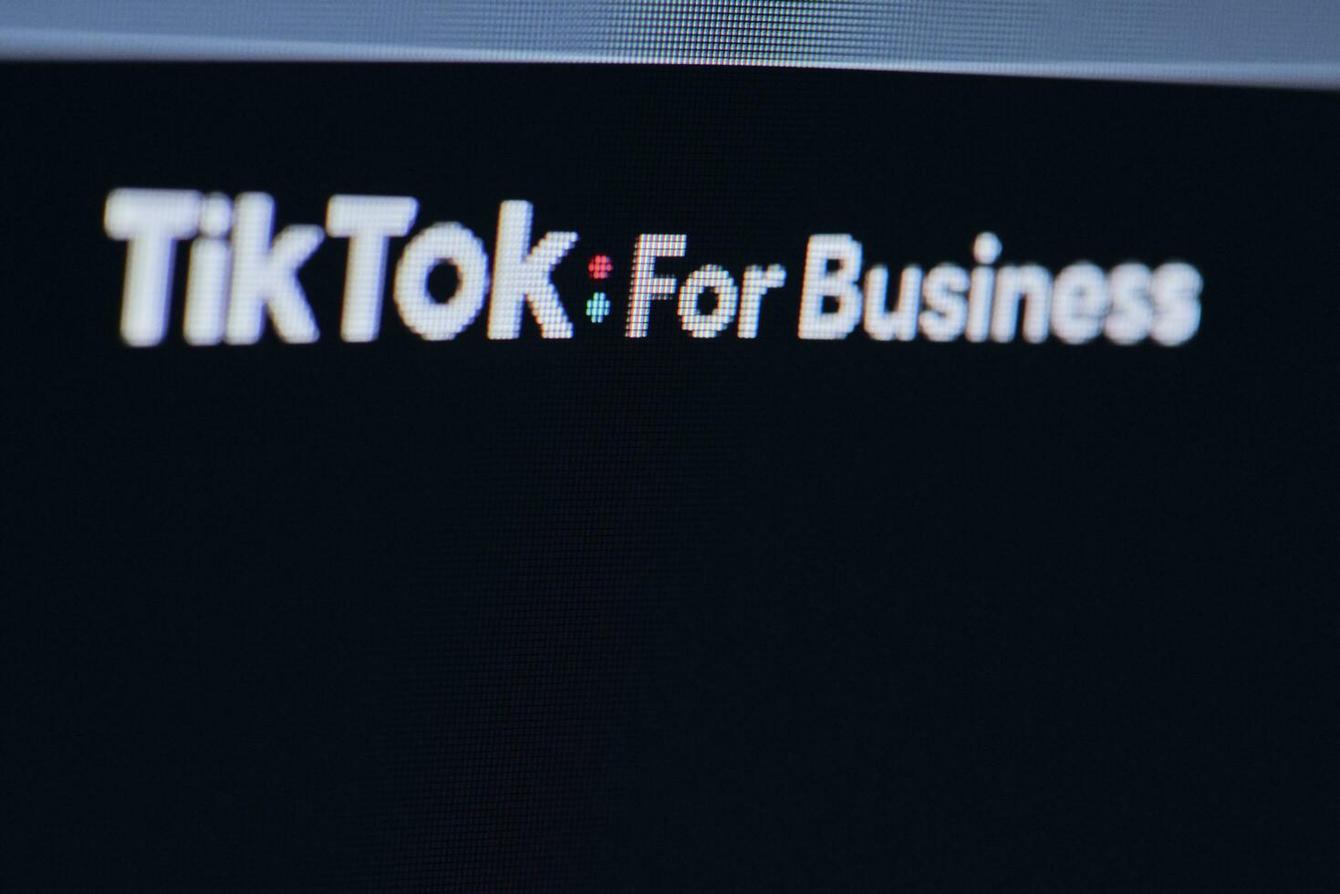 TikTok for business - web page captured from computer monitor photo