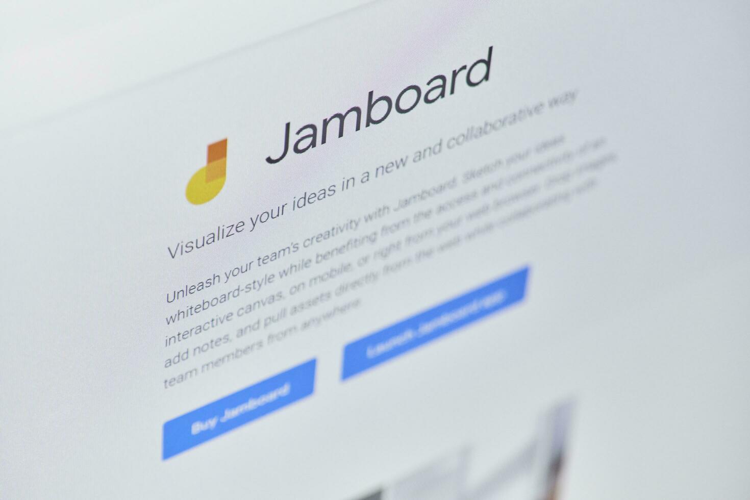 Google jamboard web page on computer monitor photo