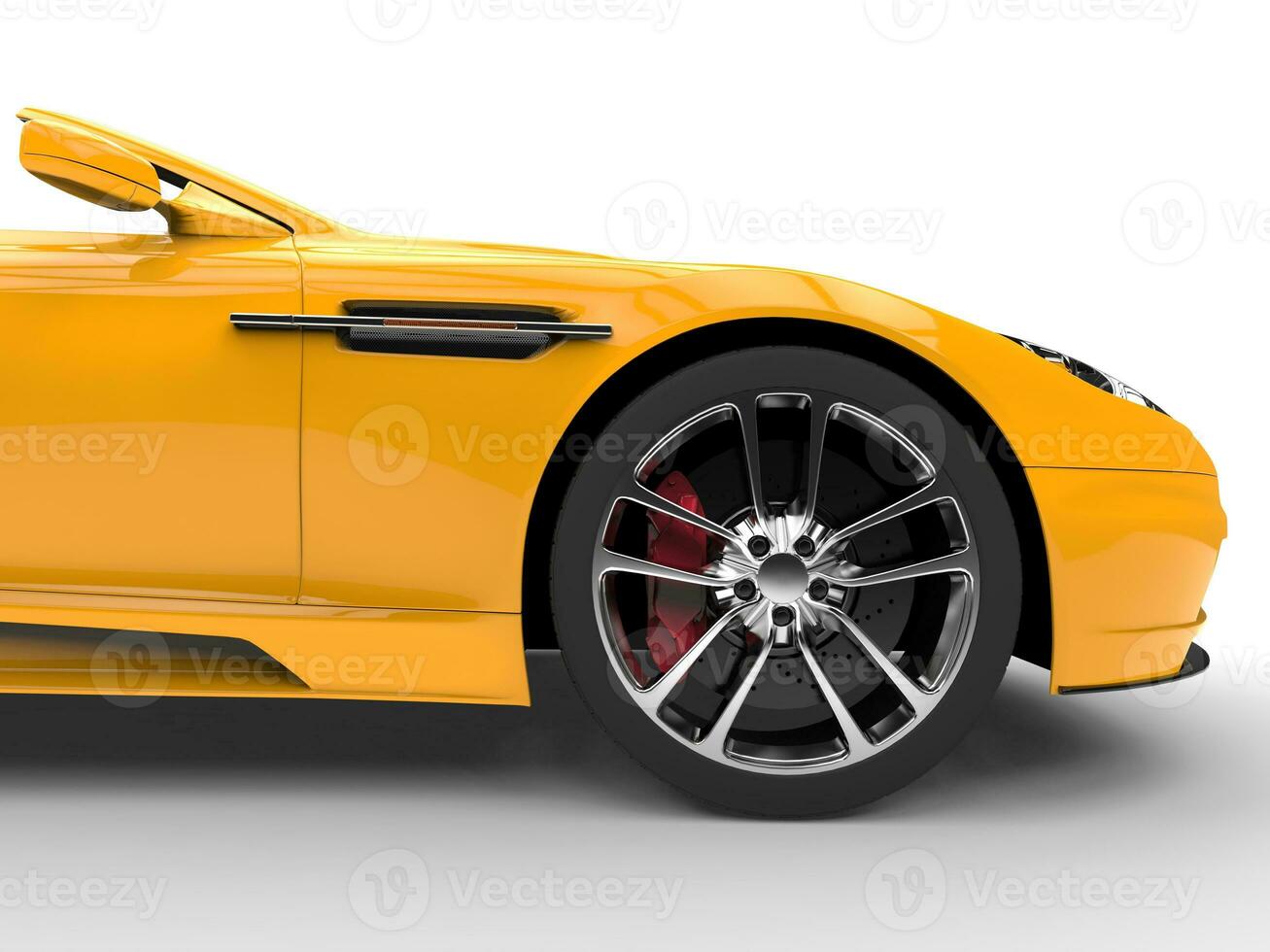 Yellow sports car - front wheel photo