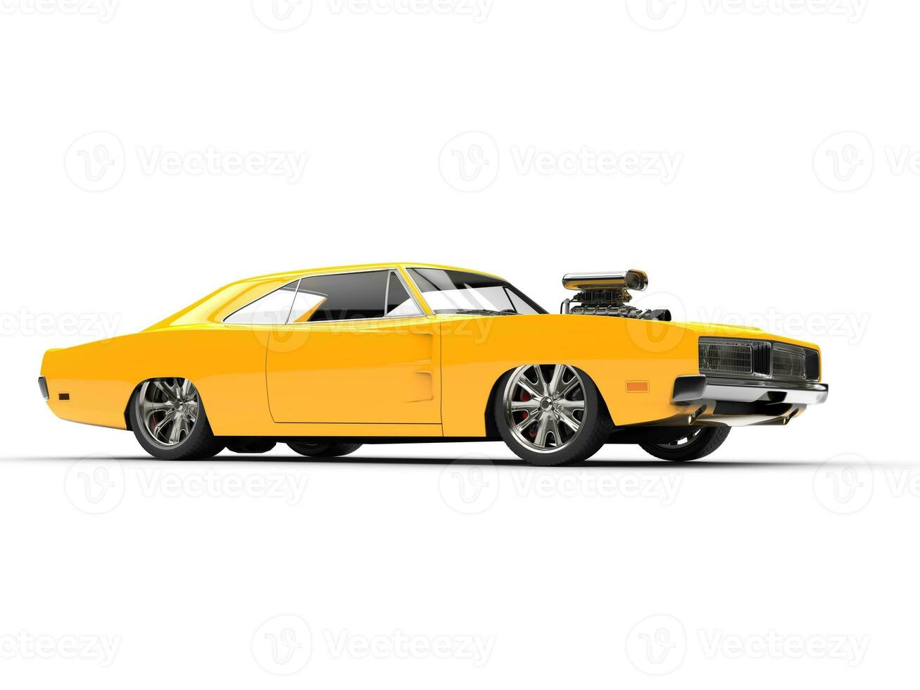 Yellow muscle car - studio shot - side view photo